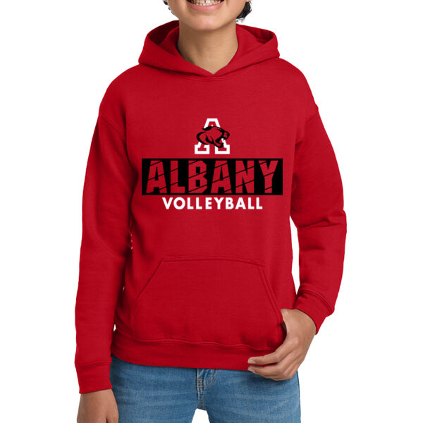 Albany Volleyball Red Youth Heavy Blend Hooded Sweatshirt Thumbnail