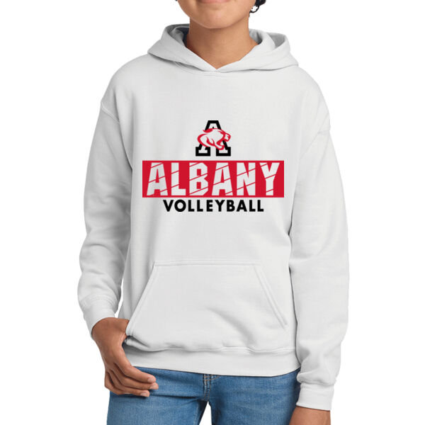 Albany Volleyball White Youth Heavy Blend Hooded Sweatshirt Thumbnail