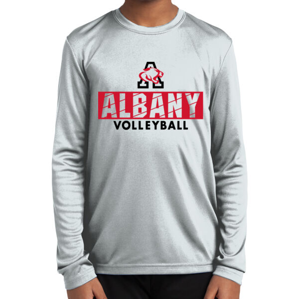 Albany Volleyball White Youth Long Sleeve PosiCharge Competitor Tee Thumbnail