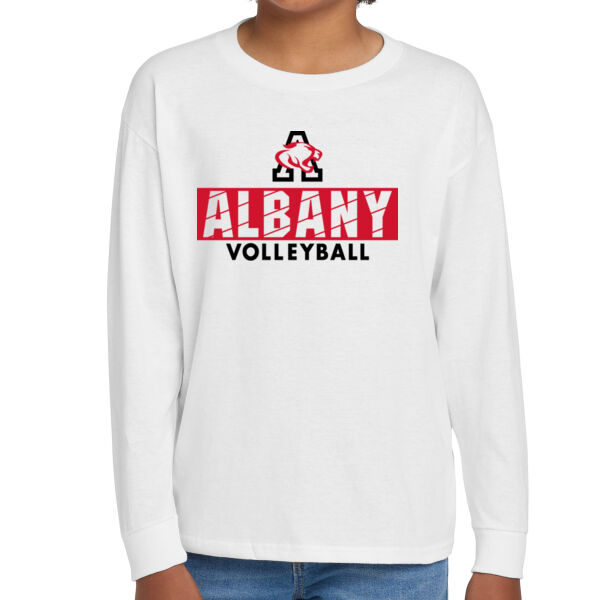 Albany Volleyball White Youth Heavy Cotton 100% Cotton Long Sleeve T Shirt Thumbnail
